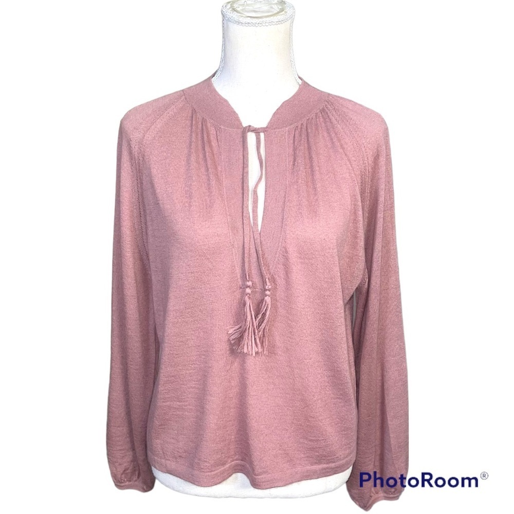NakedCashmere Women's V Neck/Tie Long Sleeve Mauve XS